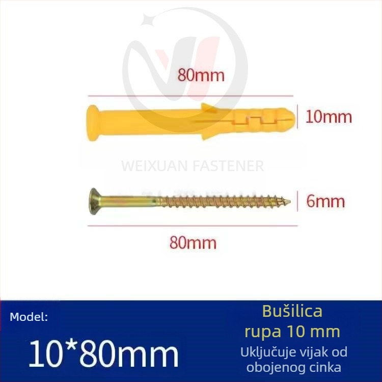 Set plastičnih ekspanzijskih vijaka, čepova i cijevi M6/M8/M10