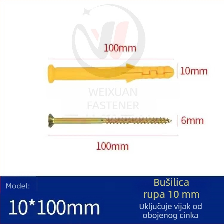 Set plastičnih ekspanzijskih vijaka, čepova i cijevi M6/M8/M10