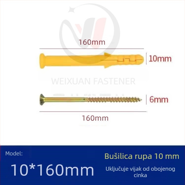 Set plastičnih ekspanzijskih vijaka, čepova i cijevi M6/M8/M10