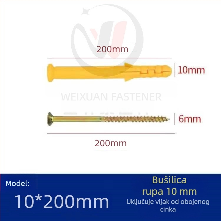 Set plastičnih ekspanzijskih vijaka, čepova i cijevi M6/M8/M10