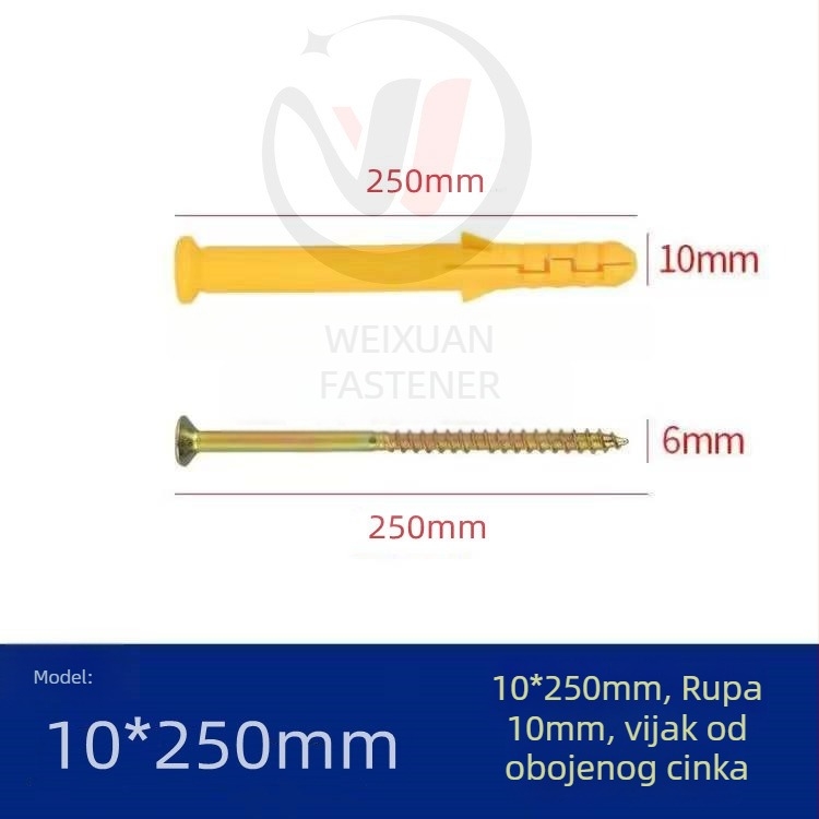 Set plastičnih ekspanzijskih vijaka, čepova i cijevi M6/M8/M10