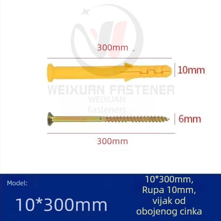 Set plastičnih ekspanzijskih vijaka, čepova i cijevi M6/M8/M10