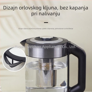 Šarena staklena električna kuhača vode, borosilikatno staklo, kapacitet 1,7 L, za kućnu upotrebu