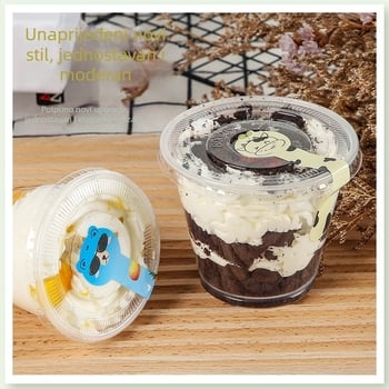 Jednokratne mini čašice za desert u prozirnoj kutiji za tiramisu i puding