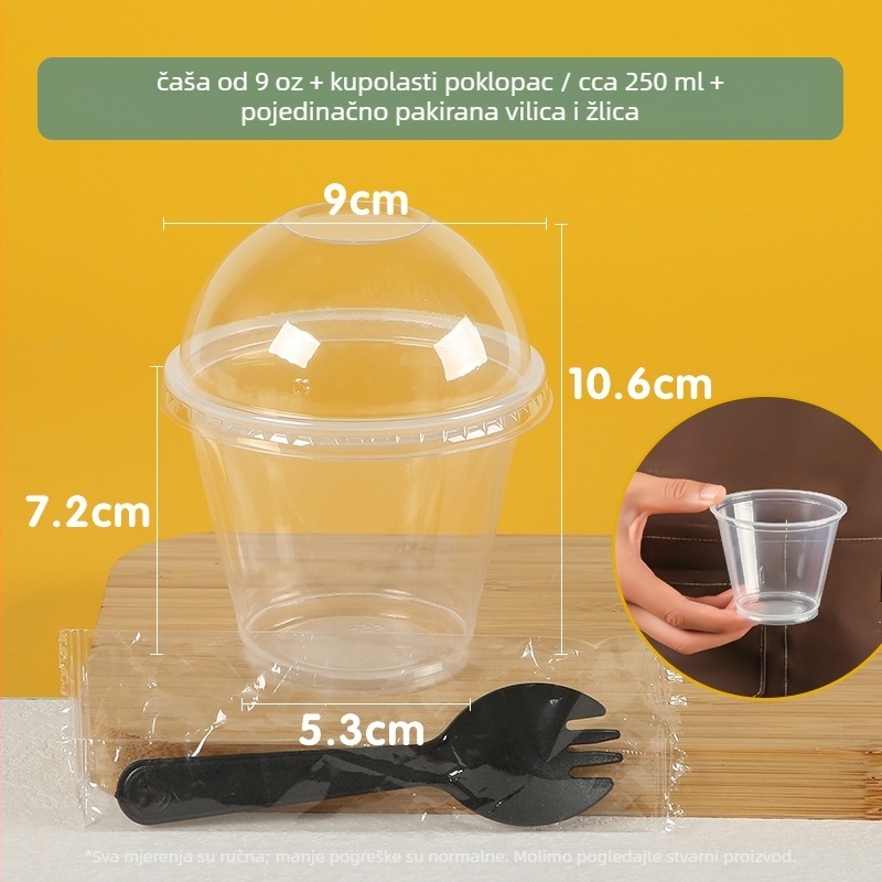 Jednokratne mini čašice za desert u prozirnoj kutiji za tiramisu i puding