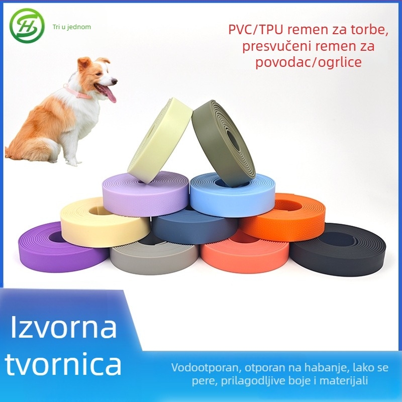 PVC obložena web traka, jednobojna mat silikon vodilica za kućne ljubimce, matni ogrlica, TPU kaiš za prtljagu i ruksak