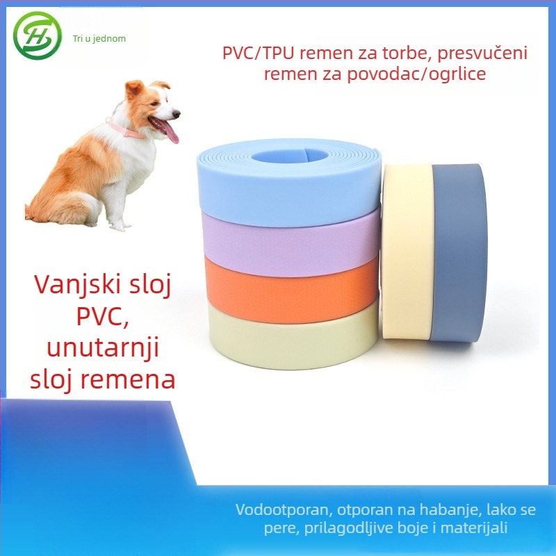 PVC obložena web traka, jednobojna mat silikon vodilica za kućne ljubimce, matni ogrlica, TPU kaiš za prtljagu i ruksak