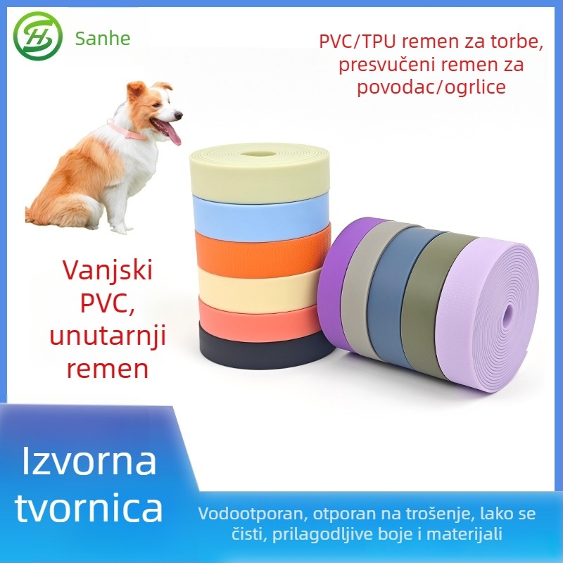 PVC obložena web traka, jednobojna mat silikon vodilica za kućne ljubimce, matni ogrlica, TPU kaiš za prtljagu i ruksak