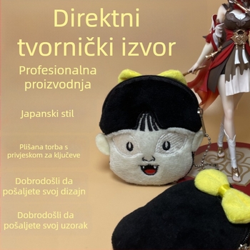 Plišani novčanik za kovanice s dizajnom djevojke u japansko-korejskom anime stilu i privjeskom