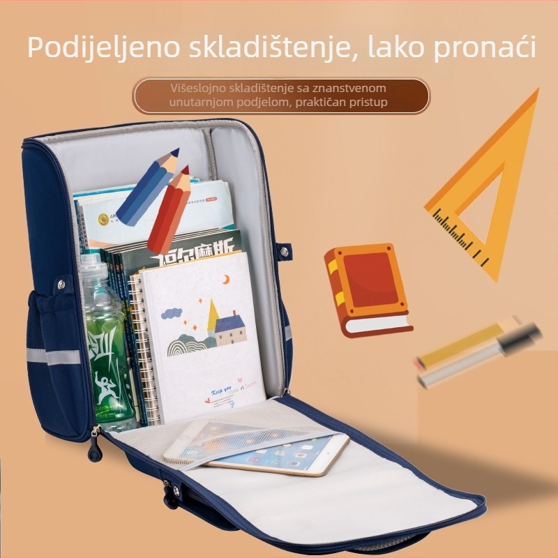 Torba za osnovnu školu s prilagođenim logotipom, vodootporna, ultralak, ortopedska potpora leđa, dvostruki naramenice, karirani uzorak, srednja veličina, Oxford tkanina, za učenike 2.–6. razreda