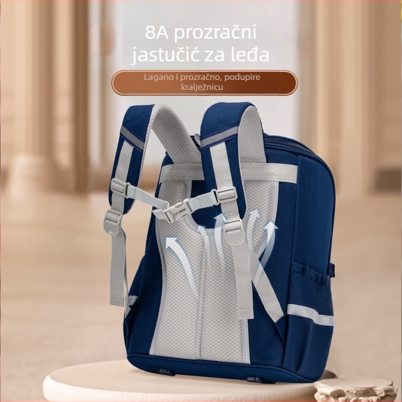 Torba za osnovnu školu s prilagođenim logotipom, vodootporna, ultralak, ortopedska potpora leđa, dvostruki naramenice, karirani uzorak, srednja veličina, Oxford tkanina, za učenike 2.–6. razreda