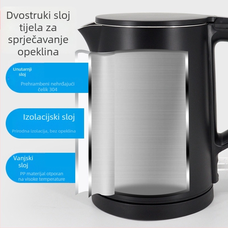 Longli električni kuhalo za vodu od nehrđajućeg čelika 304, 0,8 L, mogućnost ispisa logotipa, zaštita od suhog kuhanja, brzo zagrijavanje