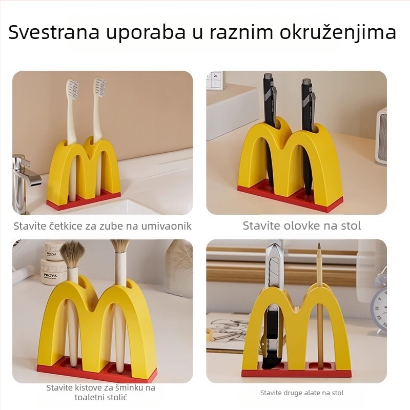 Držač četkica za zube s UV sterilizacijom, bez bušenja, kupaonica, prostor za pastu i dvije četkice