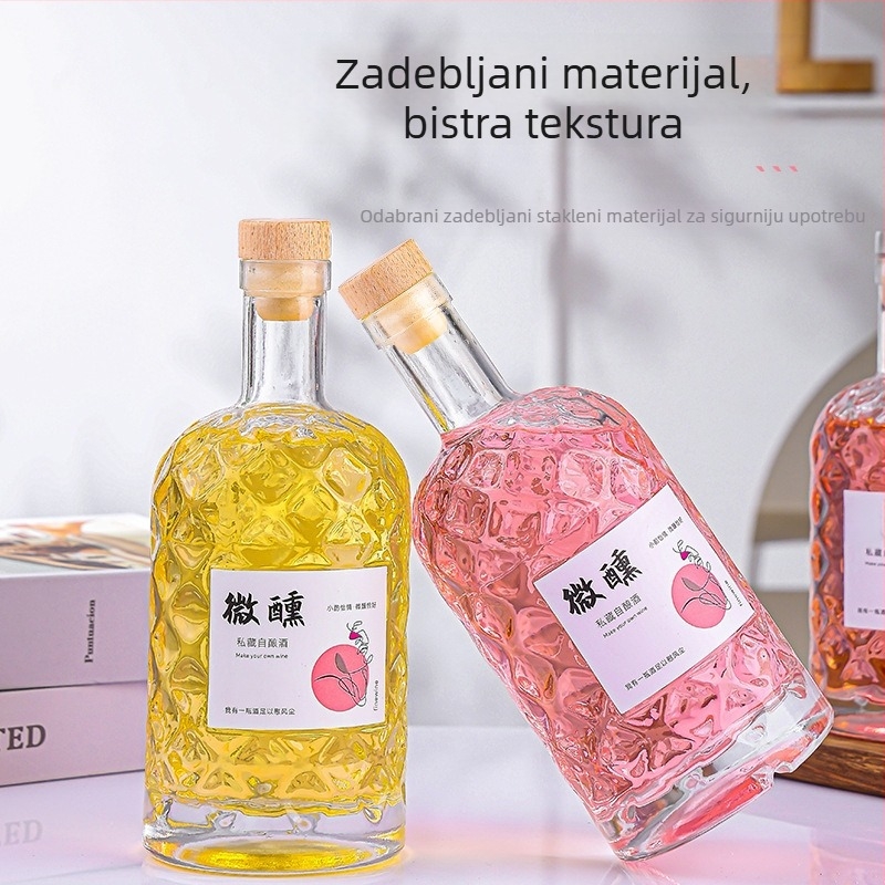 Prozirna staklena boca za voće vino, 500 ml, prazna i zatvorena, za kućnu upotrebu, s raznim poklopcima