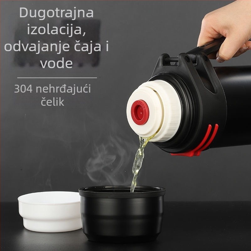 Termos od 304 nehrđajućeg čelika, za vanjsku upotrebu, velikog kapaciteta, muški termos za putovanja automobilom, s otisnutim logotipom