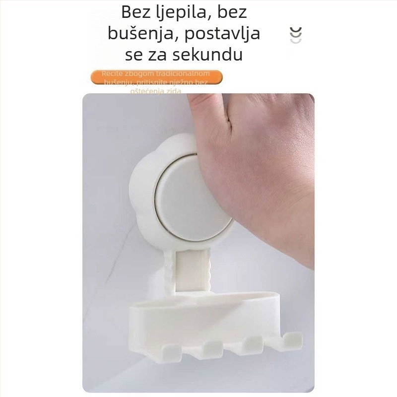 Držač za pastu i četkicu za zube sa usisnom kopčom, zidni organizator kupaonice, 3 pretinca