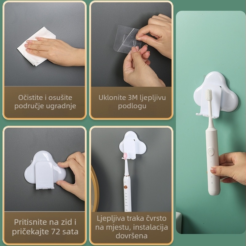 Držač četkice za zube u oblaku, bez bušenja, držač za električnu četkicu s držačem za čašu, kreativni organizator