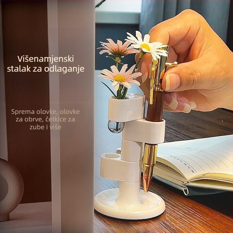Okretni organizator za kozmetiku i kupaonicu, držač za četkice za zube i olovke – elegantan minimalistički dizajn