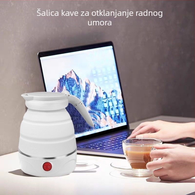 Prijenosni sklopivi silikon električni čajnik za putovanja, 0,6 L, automatsko isključivanje