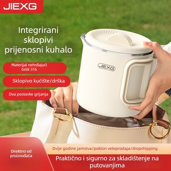 Prijenosni sklopivi električni čajnik, 0,8 L, 600 W, dvostruka stijenka od nehrđajućeg čelika, automatsko isključivanje
