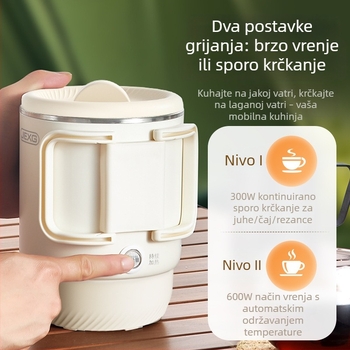 Prijenosni sklopivi električni čajnik, 0,8 L, 600 W, dvostruka stijenka od nehrđajućeg čelika, automatsko isključivanje