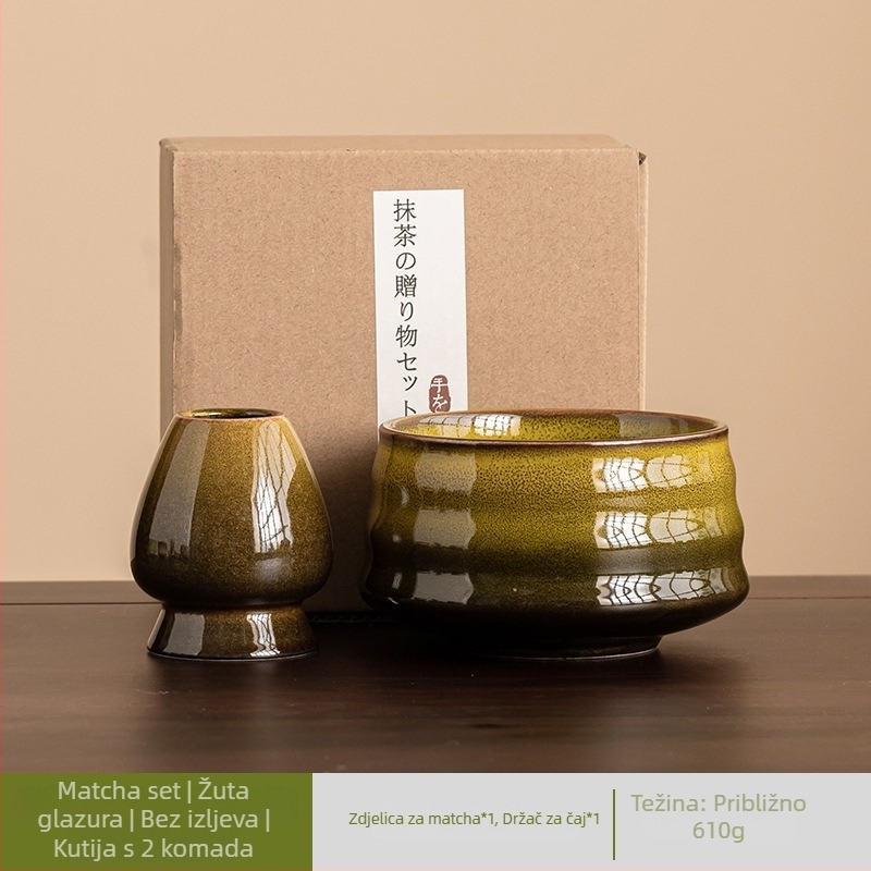 Japanski keramički set za miješanje matcha s glaziranim završetkom, sedmeročlani set čaja za pripremu jutarnjeg latte