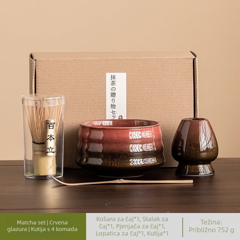 Japanski keramički set za miješanje matcha s glaziranim završetkom, sedmeročlani set čaja za pripremu jutarnjeg latte