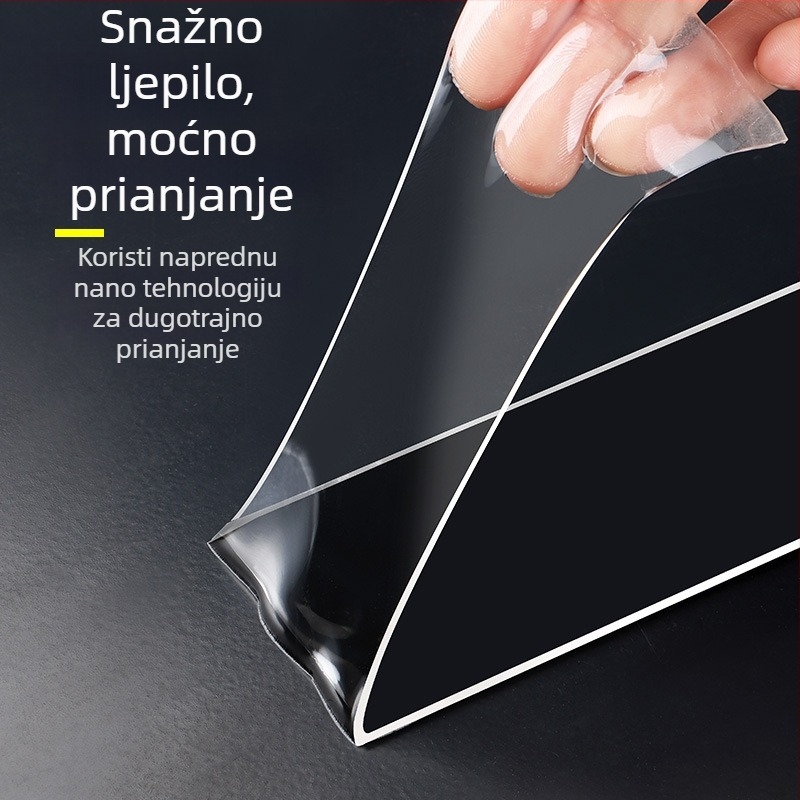 Nano dvostruka ljepiljiva traka visoke viskoznosti od akrilata, prozirna, periva, vodootporna, bez tragova