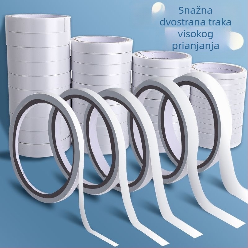 Dvostrana ljepljiva traka za ured, tanak, 10 mm širine, 12 m duljine, visoka adhezija