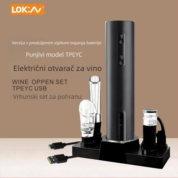 Električni otvarač za crveno vino – kućna uporaba, potpuno automatski otvarač boca uz komplet za pohranu vina