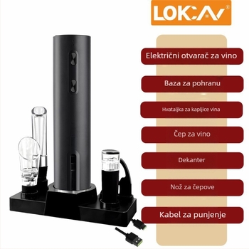 Električni otvarač za crveno vino – kućna uporaba, potpuno automatski otvarač boca uz komplet za pohranu vina