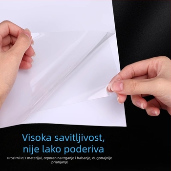 PET dvostrano ljepilna traka, A4 veliki list, potpuno prozirna, visoka viskoznost, ultra tanka, bezbojna vodootporna folija, DIY naljepnica za hladnjak, akrilna ljepilna traka