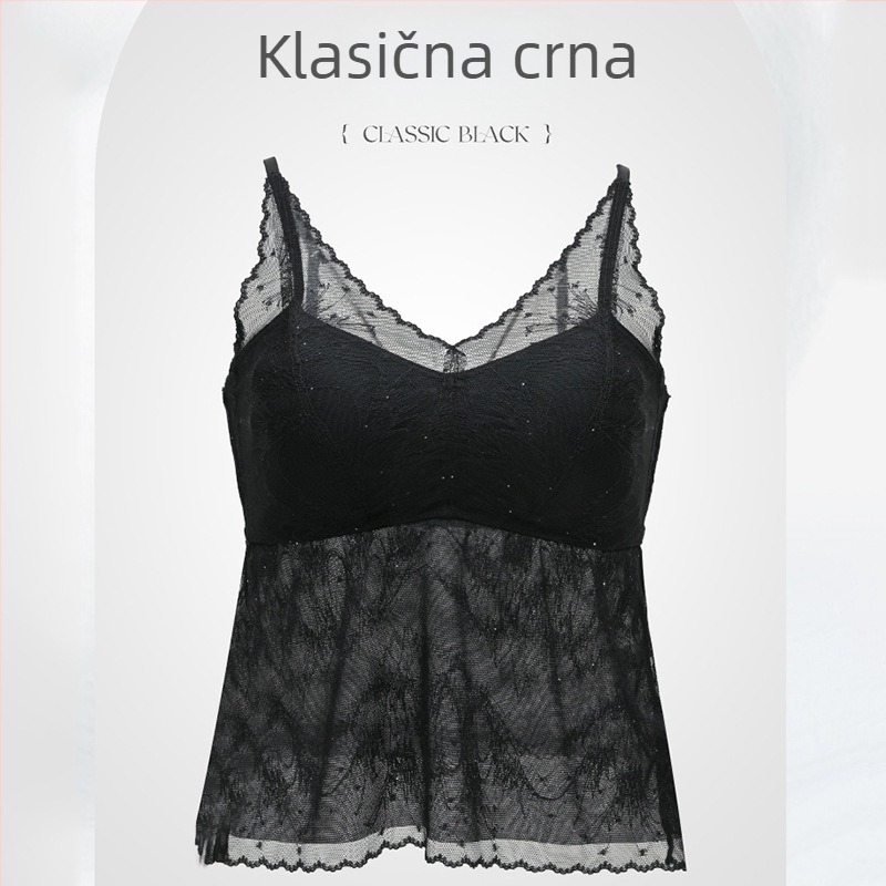 Sutien od svile mulberry s čipkom i dizajnom leđa, francuski stil, bežični, puna košarica