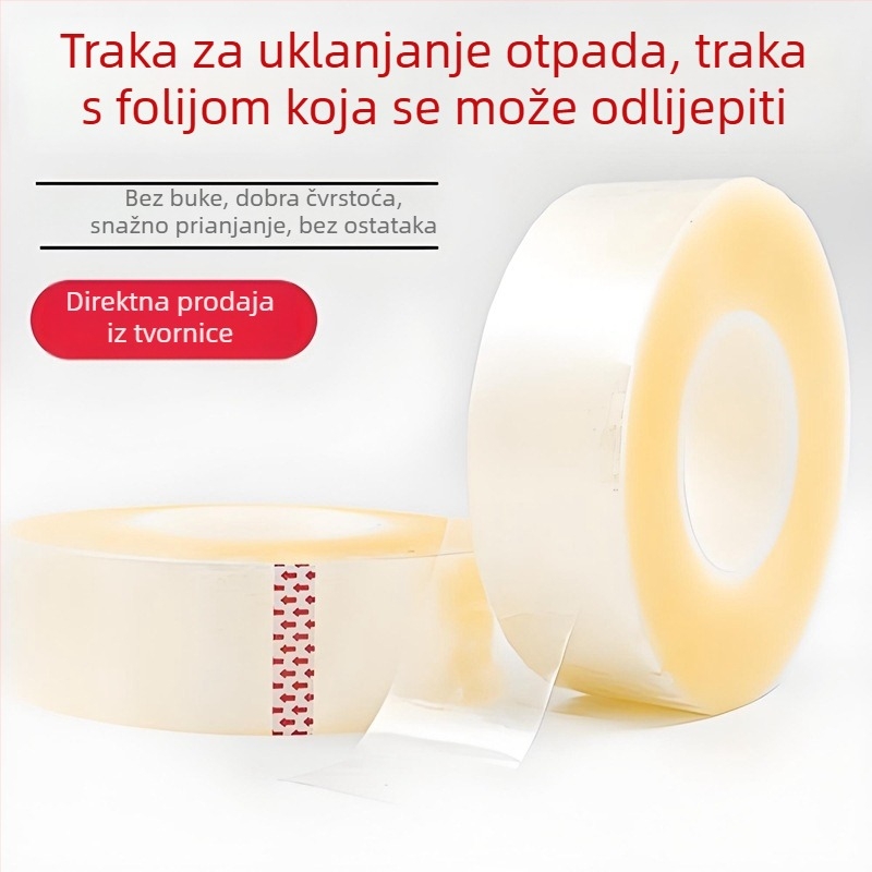 Prozirna PET traka za pakiranje, visoka adhezija, niski zvuk, brtvljenje i pakiranje, die-cut dijelovi za uklanjanje otpada, odtrhavajući film, ljepilni flaster