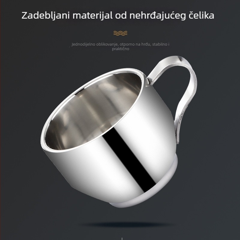 Set od tri šalice za kavu od 304 nehrđajućeg čelika s debelim stijenkama, europski stil, velika kapacitet za kavu i čaj