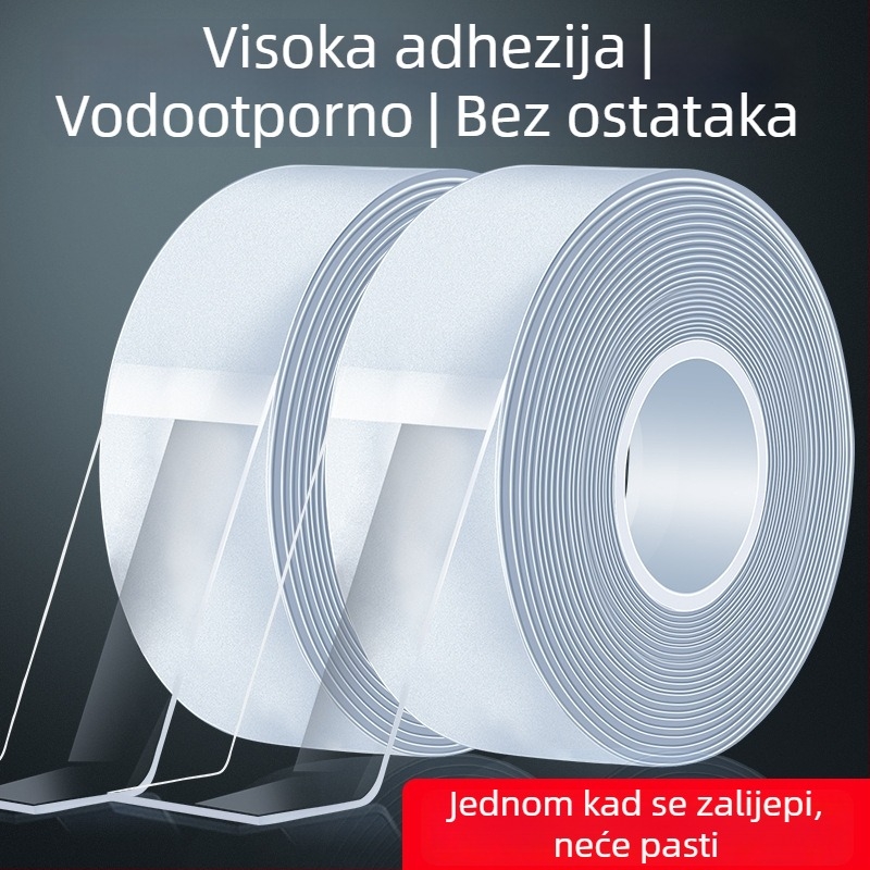 Nano akrilna dvostruka traka, prozirna, vodootporna, bez ostataka, otporna na visoke temperature, višekratno pranje