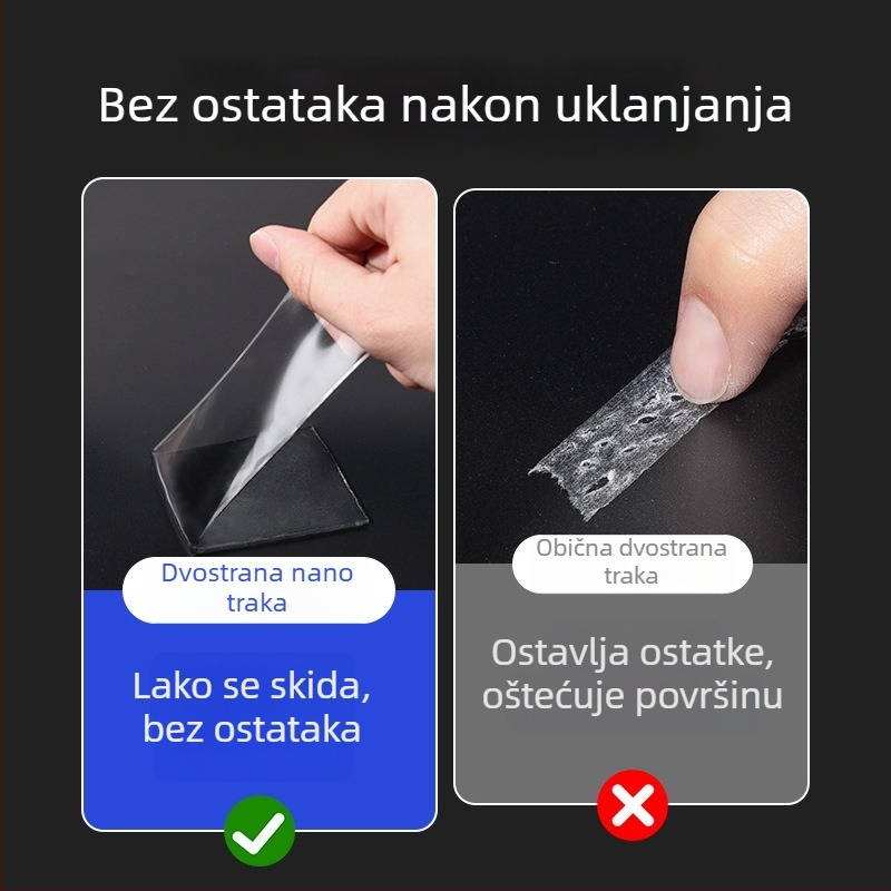 Nano dvostrano prozirna ljepljiva traka visoke viskoznosti, periva i višekratno upotrebljiva, akrilno ljepilo