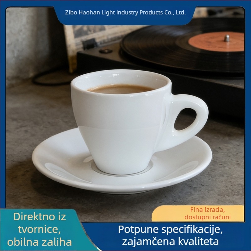 Set šalice za espresso i tanjurića, 80 ml, europska keramika, mini ekstrakcija, s logom