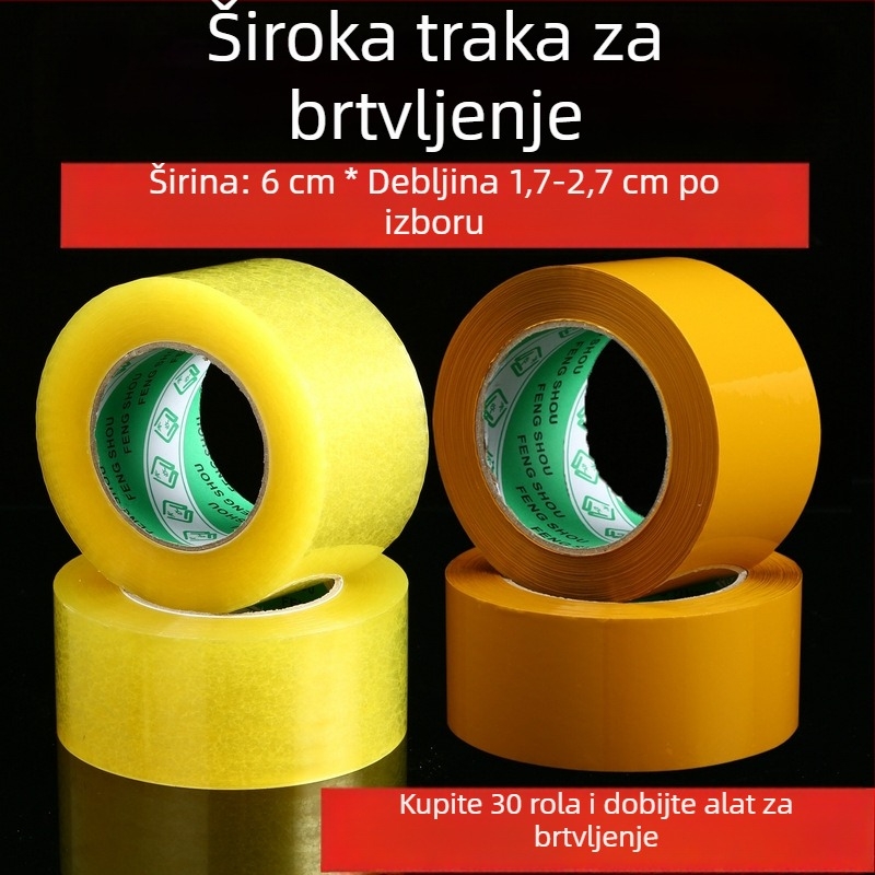 60 mm široka prozirna traka za pakiranje, veliki rol, viskoznost visoka