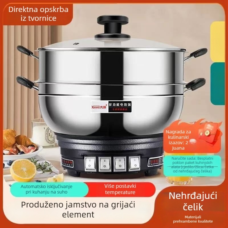Višenamjenska električna posuda od nehrđajućeg čelika, 5 L, para, prženje, kuhanje i dinstanje