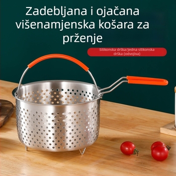 304 nehrđajući čelik – višefunkcijski set posuda: košarica za prženje i kuhanje rezanaca, posuda na paru, ocjeđivačka košarica