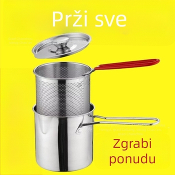 Nehrđajući čelični tiganj s poklopcem, mali kućni tiganj za prženje užina