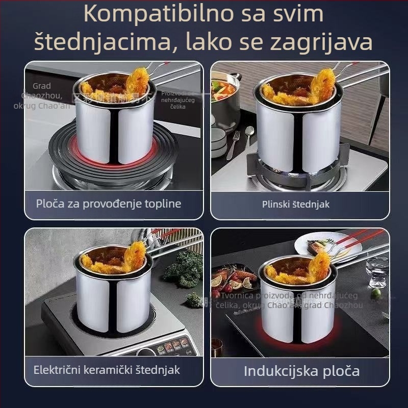 Nehrđajući čelični tiganj s poklopcem, mali kućni tiganj za prženje užina