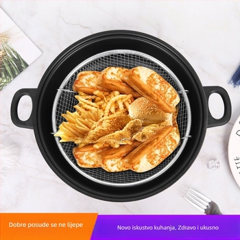 Kućna bezdimna mini fritira s mrežastim košem za indukcijsku ploču, debelo dno, višenamjenska tava s neprijanjajućim premazom