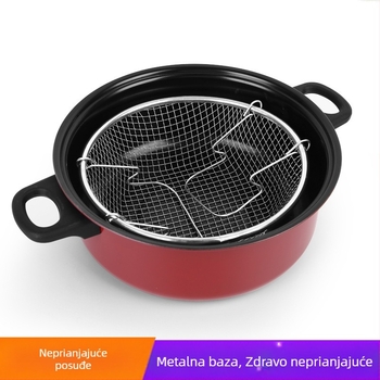Kućna bezdimna mini fritira s mrežastim košem za indukcijsku ploču, debelo dno, višenamjenska tava s neprijanjajućim premazom