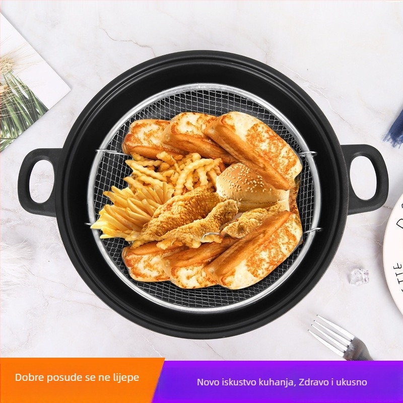 Kućna bezdimna mini fritira s mrežastim košem za indukcijsku ploču, debelo dno, višenamjenska tava s neprijanjajućim premazom