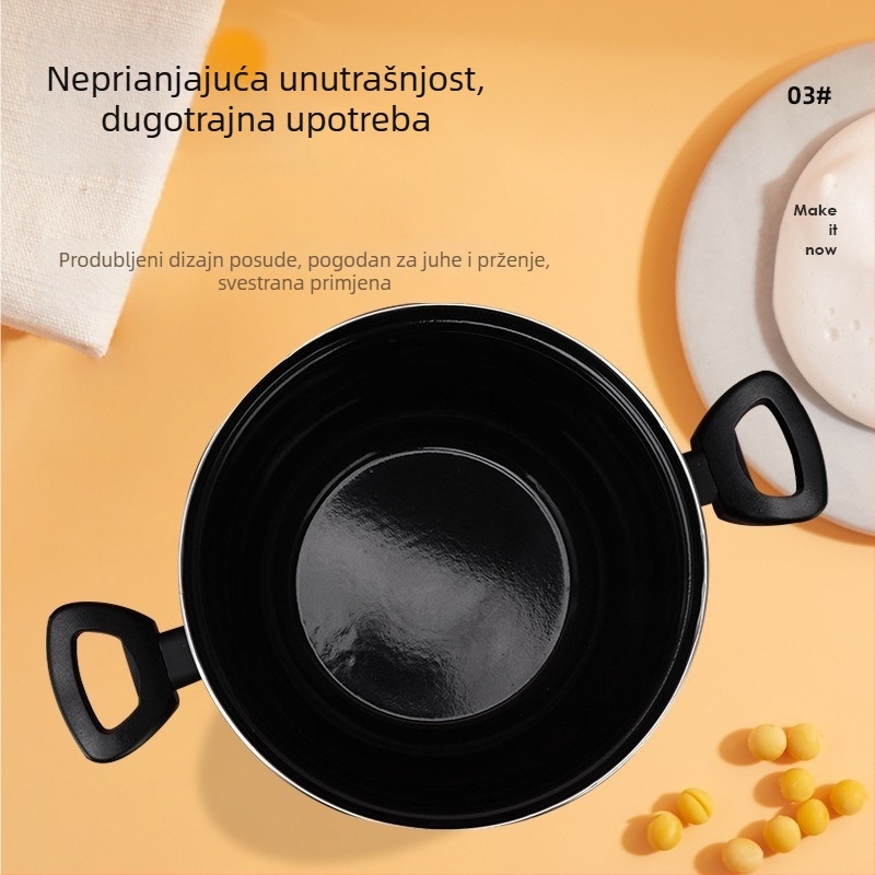 Tiganj od ugljičnog čelika s nelepivim premazom i višenamjenski lonac s poklopcem; za prženje, kuhanje i juhe; kompatibilan s indukcijom i plinskim štednjakom.