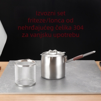 304 nehrđajući čelik – vanjska duboka tava s podignutim lončićem za rezance, košarom za prženje i posudom za filtriranje ulja, kućna upotreba, 2 L, s držačem, višefunkcionalna