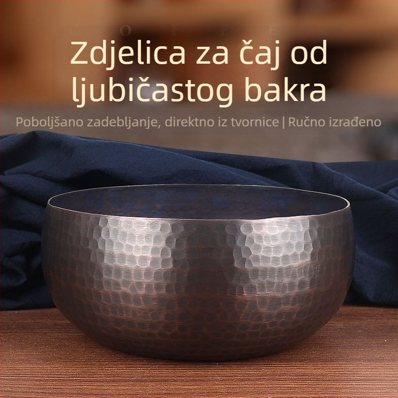 Set čaja od čistog bakra: ekstra velika šalica za ispiranje čaja i zdjela, vodeni bazen u japanskom zen retro stilu i posuda za talog čaja, dodaci za ceremoniju čaja