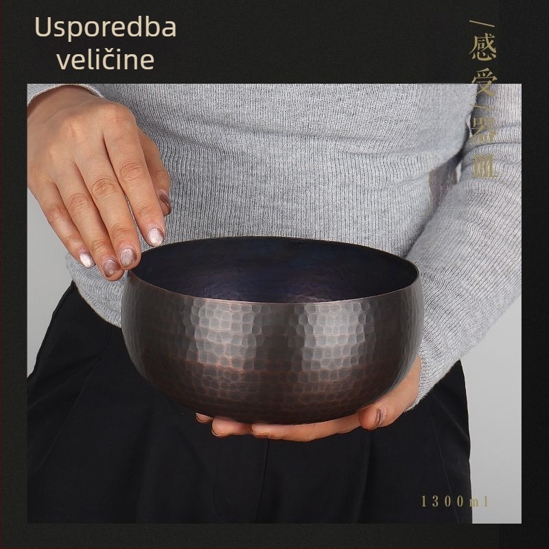 Set čaja od čistog bakra: ekstra velika šalica za ispiranje čaja i zdjela, vodeni bazen u japanskom zen retro stilu i posuda za talog čaja, dodaci za ceremoniju čaja